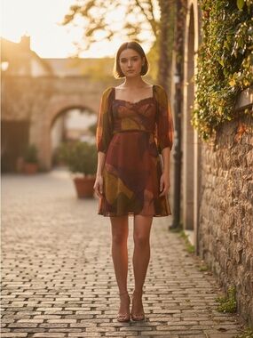 Hutch Adela Three-Quarter Sleeve Mini Dress